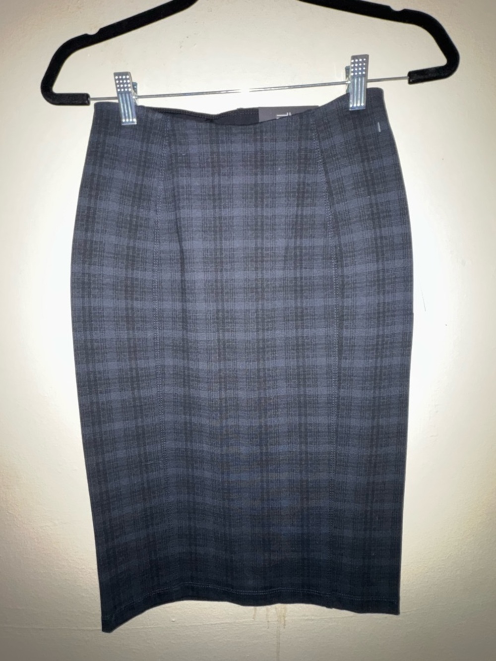 Liverpool Blue Gray Plaid Pencil Skirt
